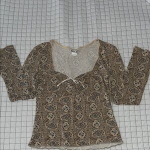 SODA BLU Women's Beige and Brown Patterned Blouse